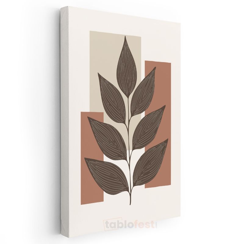 Botanik Geometri - Modern Yaprak İllüstrasyonu Kanvas Tablo