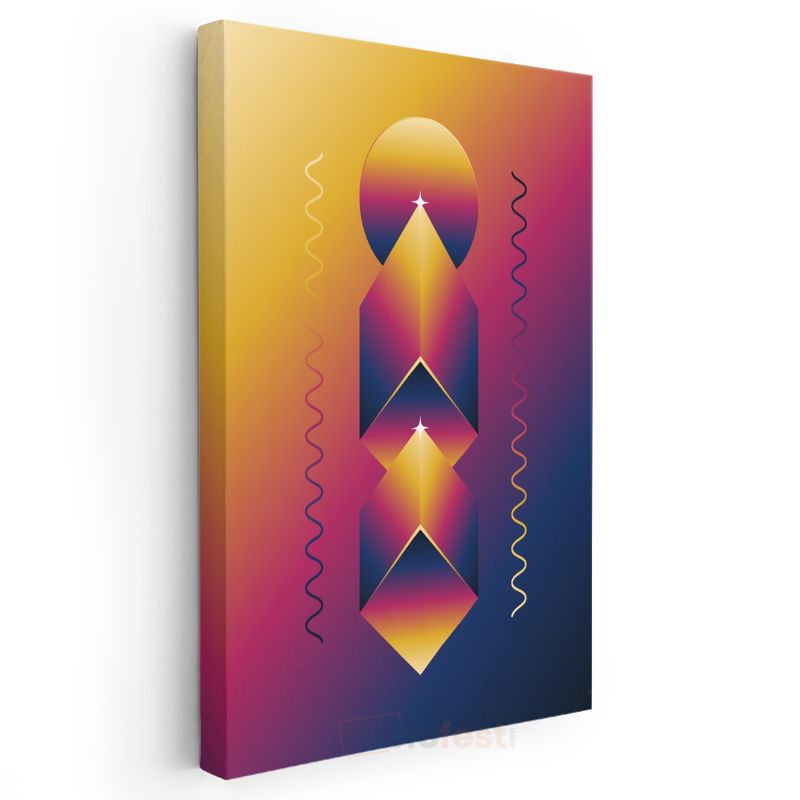 Kozmik Denge - Geometrik Gradyan Kompozisyon Kanvas Tablo