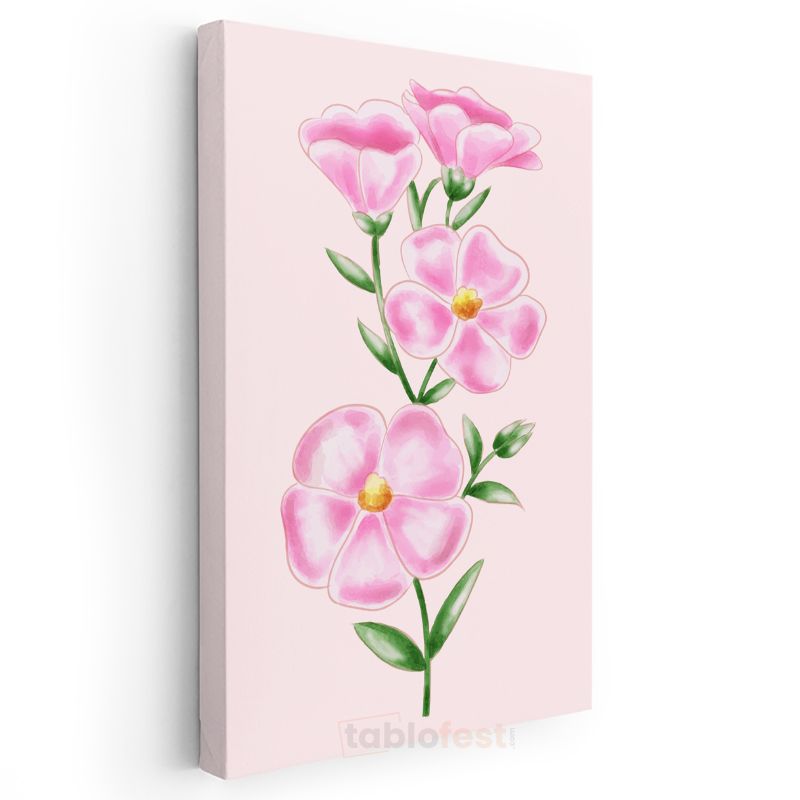 Zarif Çiçekler - Minimalist Pembe Flora Kanvas Tablo