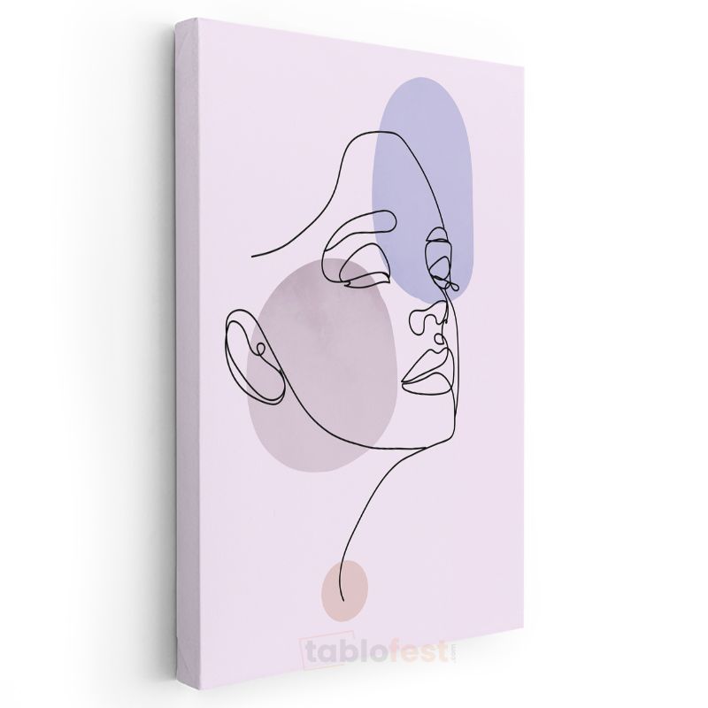 Tek Çizgi Portre - Minimalist Yüz Silueti Kanvas Tablo
