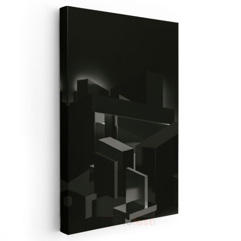 Geometrik Mimari - Siyah Küpler Minimalist Kompozisyon Kanvas Tablo