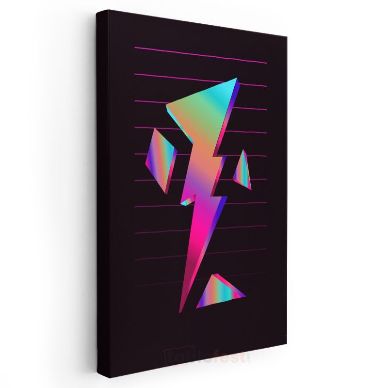 Neon Şimşek - Retro Geometrik Tasarım Kanvas Tablo