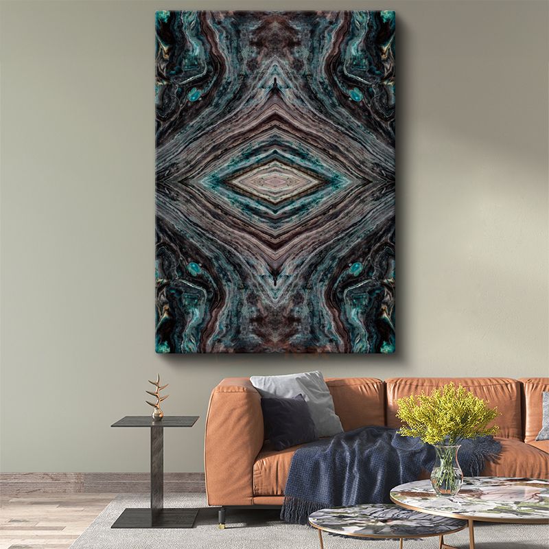 Mineral Simetrisi - Turkuaz ve Kahve Tonlarında Geometrik Desen Kanvas Tablo
