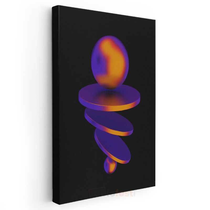 Kozmik Denge - Mor ve Turuncu Spiral Geometri Kanvas Tablo