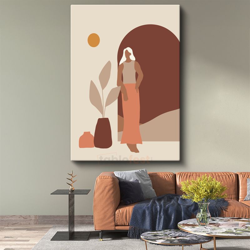 Minimalist Silüet - Toprak Tonları Geometrik Kompozisyon Kanvas Tablo