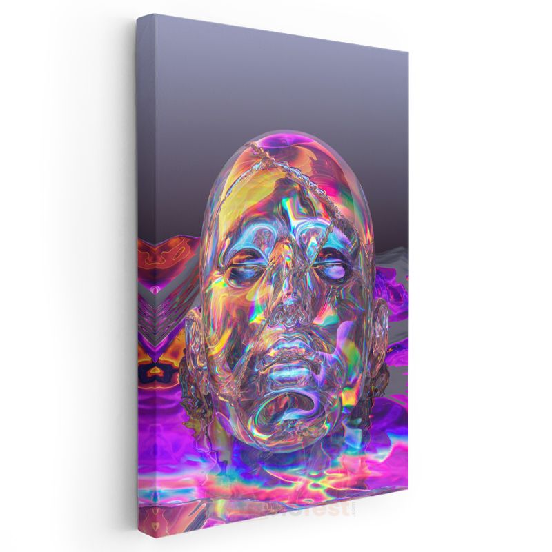 Holografik Vizyon - Çok Renkli Dijital Portre Kanvas Tablo