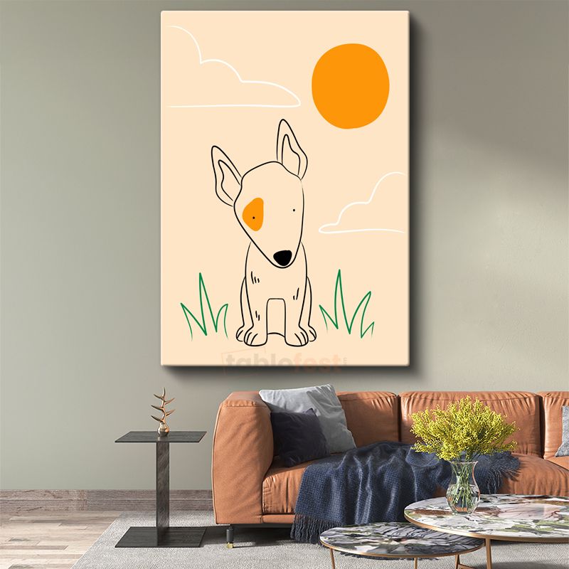 Minimalist Köpek - Çizgisel Sevimli Dostluk Kanvas Tablo