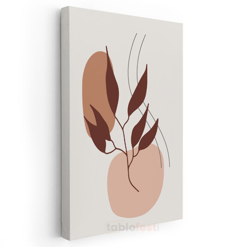 Botanik Harmoni - Minimalist Yaprak Desenleri Kanvas Tablo