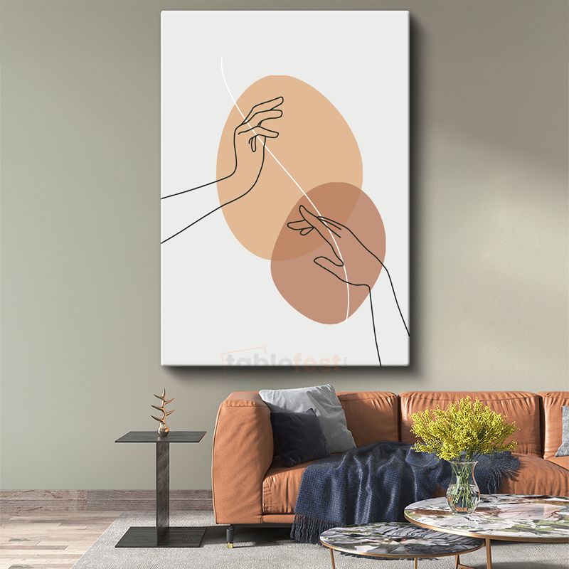 Dokunuş Sanatı - Minimalist El Çizimleri Kanvas Tablo
