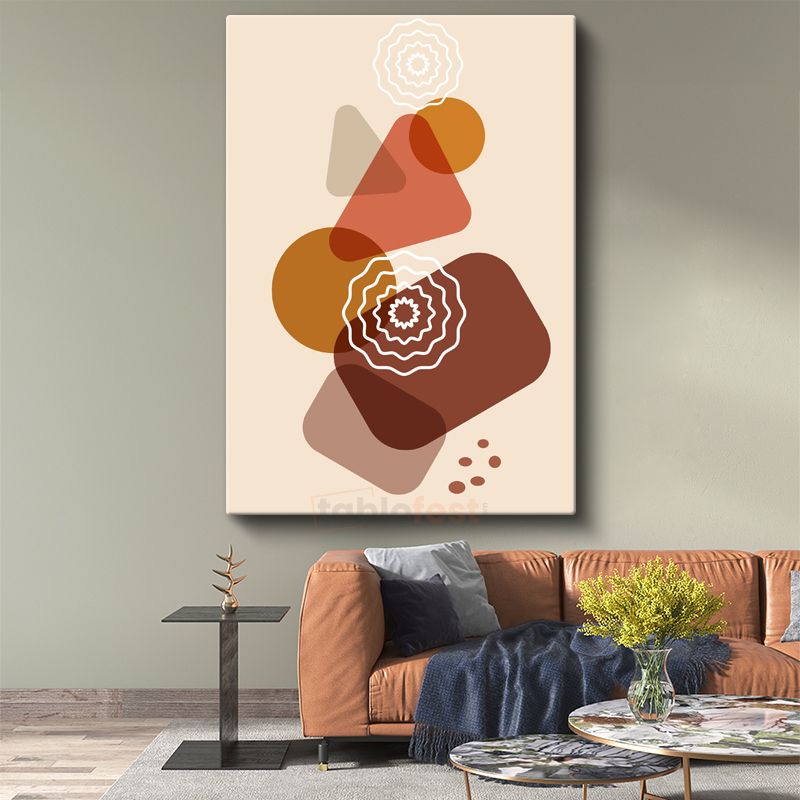 Toprak Tonları - Mandala Desenli Soyut Geometri Kanvas Tablo