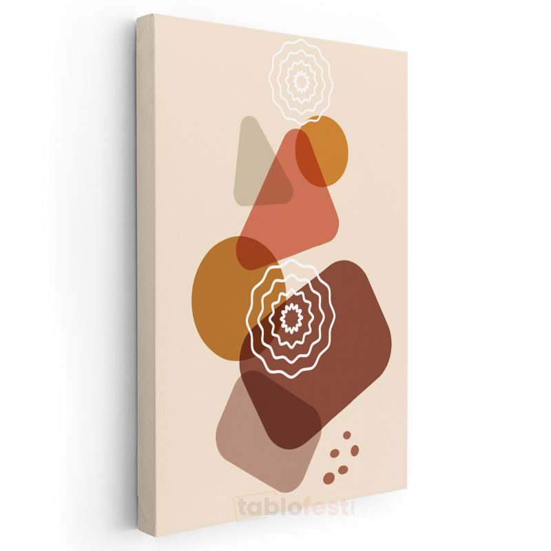 Toprak Tonları - Mandala Desenli Soyut Geometri Kanvas Tablo
