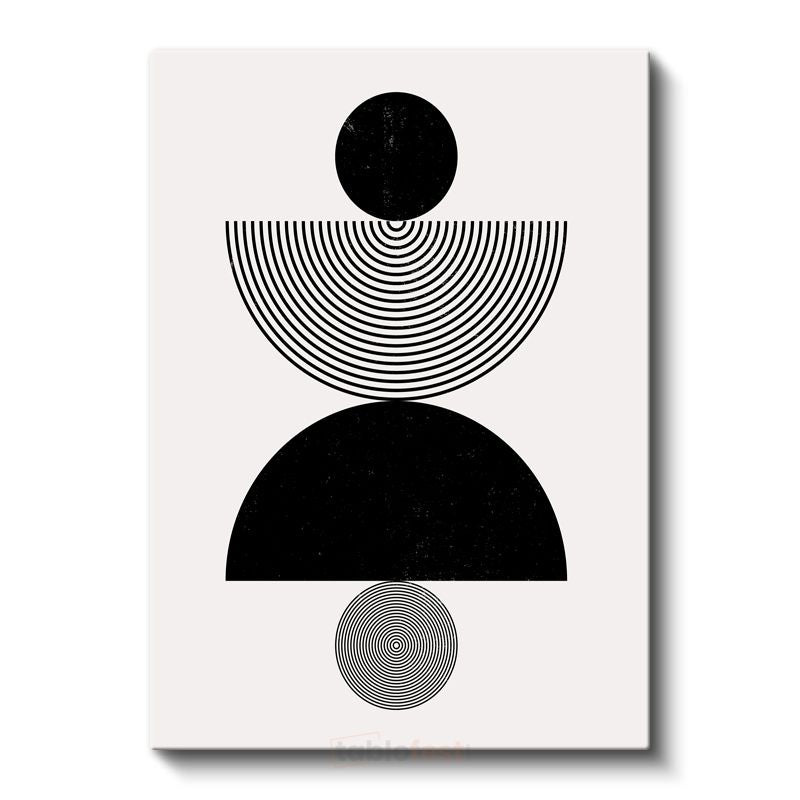 Geometrik Harmoni - Minimalist Siyah Beyaz Desen Kanvas Tablo