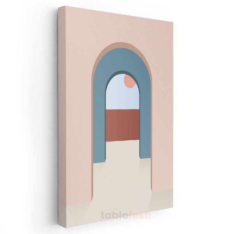 Kemerli Geçit - Pastel Tonlar ve Geometrik Formlar Kanvas Tablo