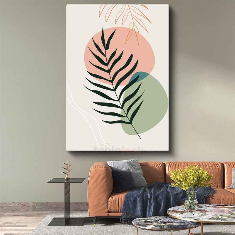 Palmiye Yaprağı - Minimalist Çizgi Sanatı Kanvas Tablo
