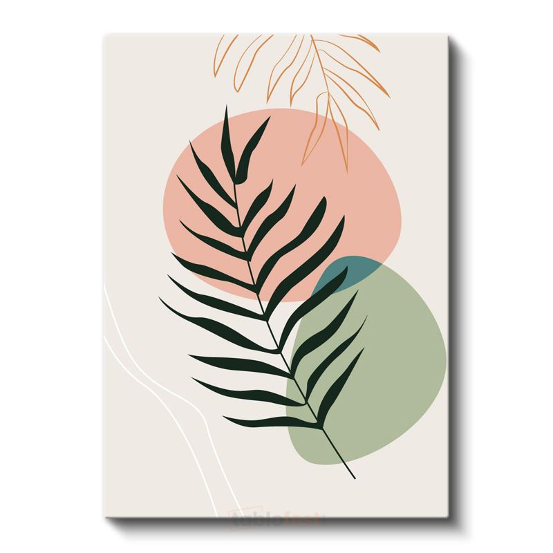 Palmiye Yaprağı - Minimalist Çizgi Sanatı Kanvas Tablo
