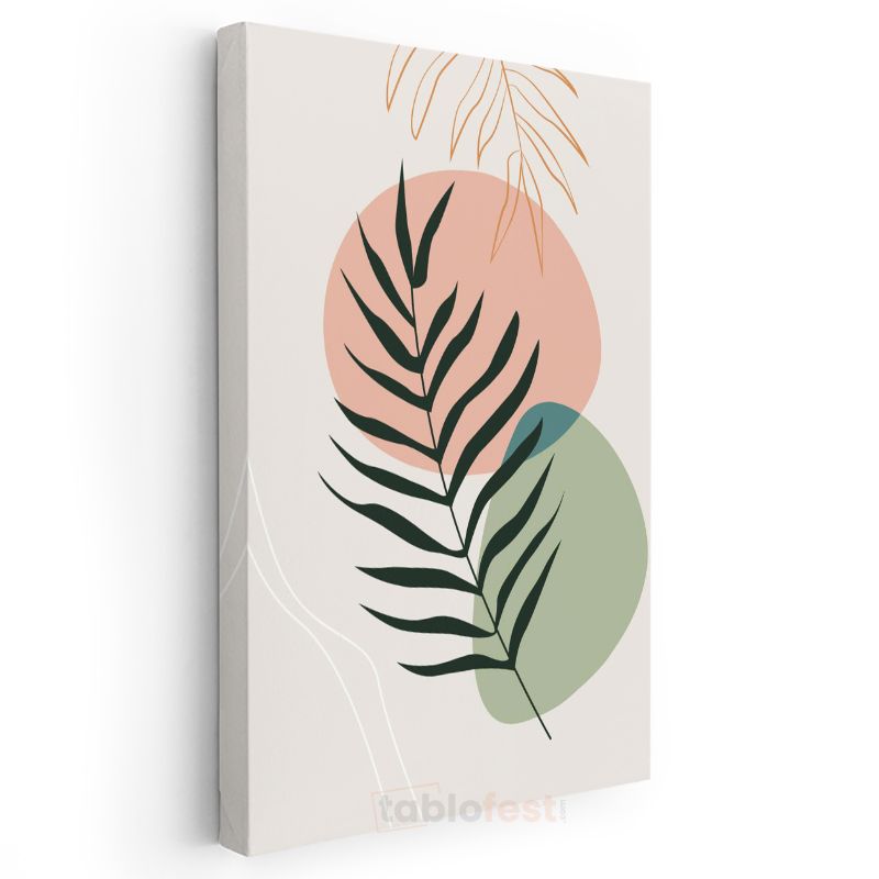 Palmiye Yaprağı - Minimalist Çizgi Sanatı Kanvas Tablo