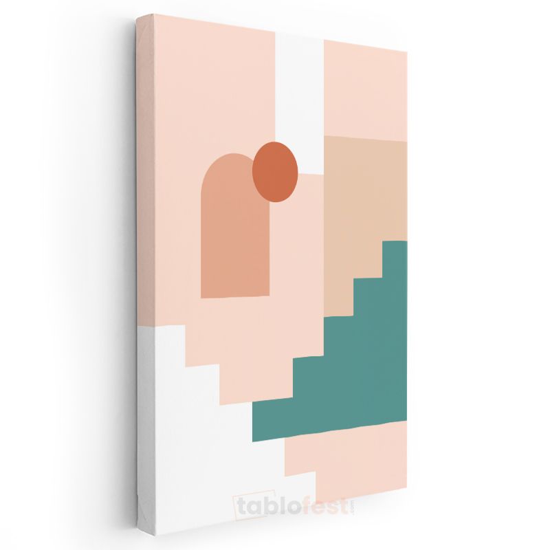 Geometrik Denge - Minimalist Pastel Kompozisyon Kanvas Tablo