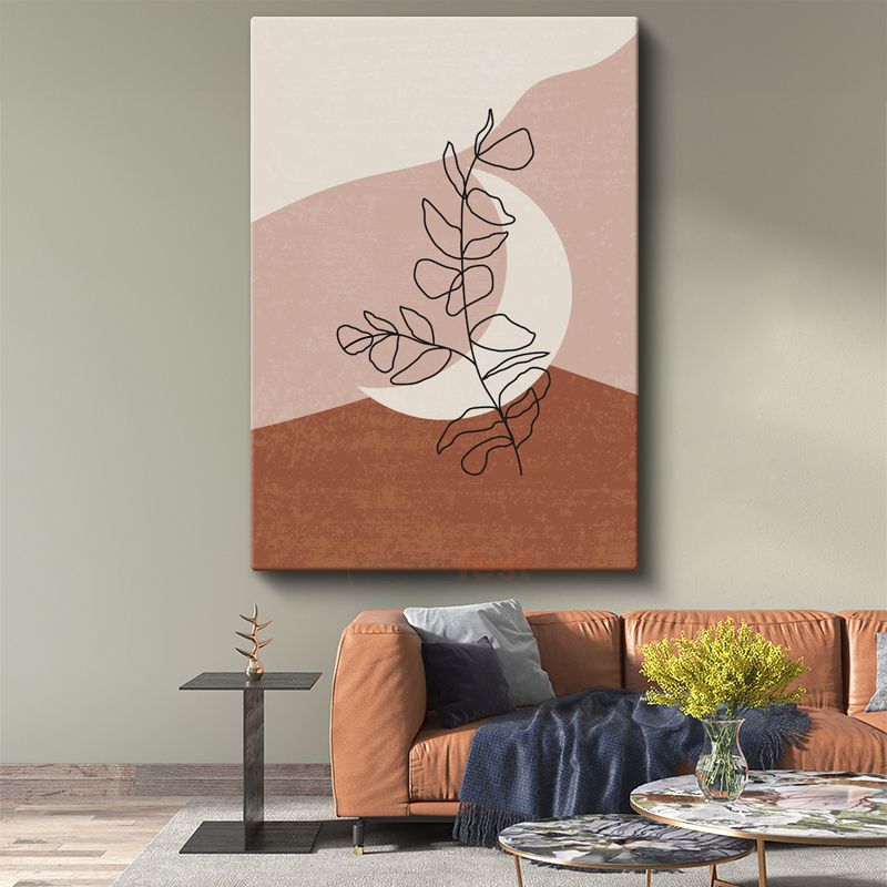 Minimalist Çizgi Yaprak - Tek Çizgi Sanatı Soyut Kanvas Tablo