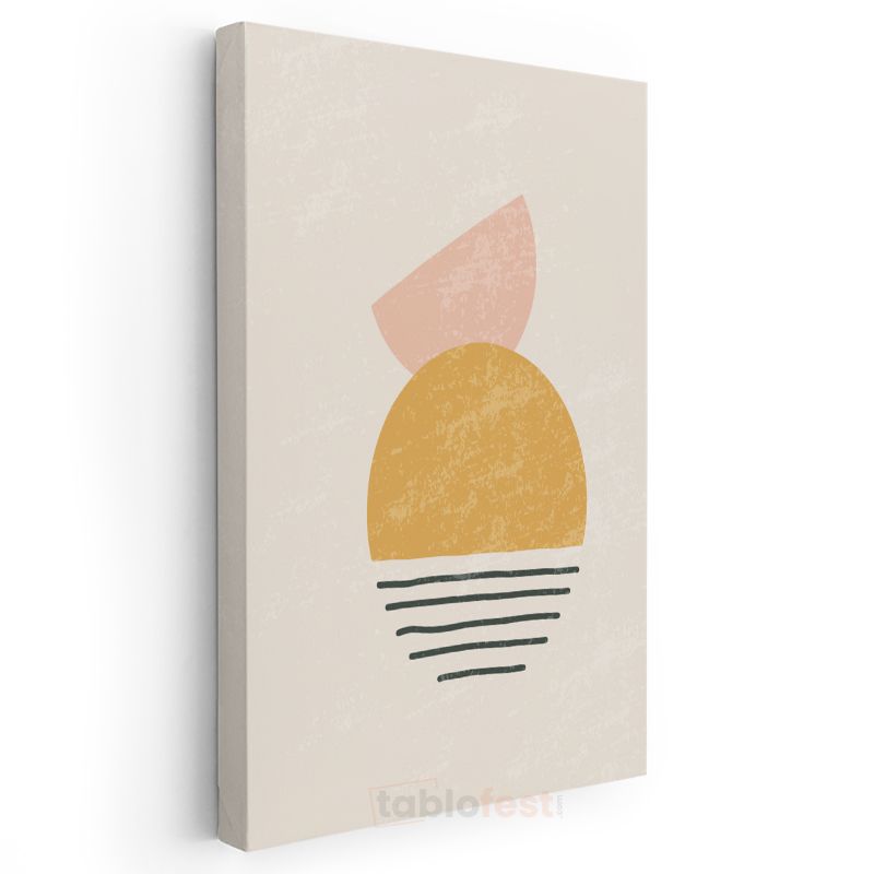 Geometrik Denge - Altın Yarım Daire Minimalist Kanvas Tablo