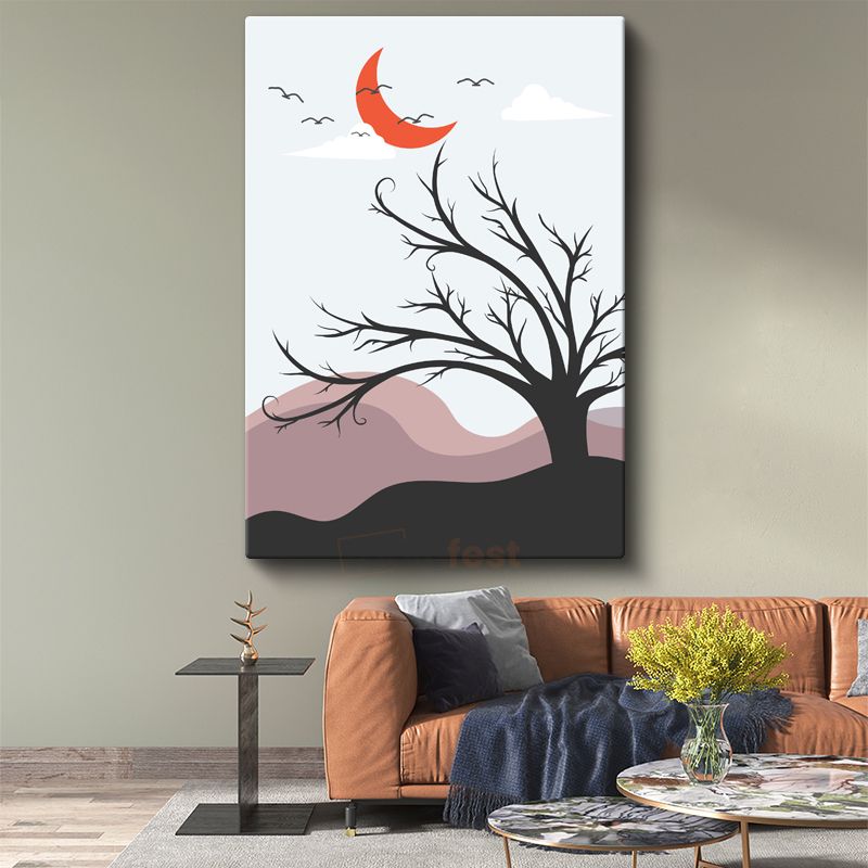 Ay Işığı Serenadı - Soyut Gece Manzarası Kanvas Tablo