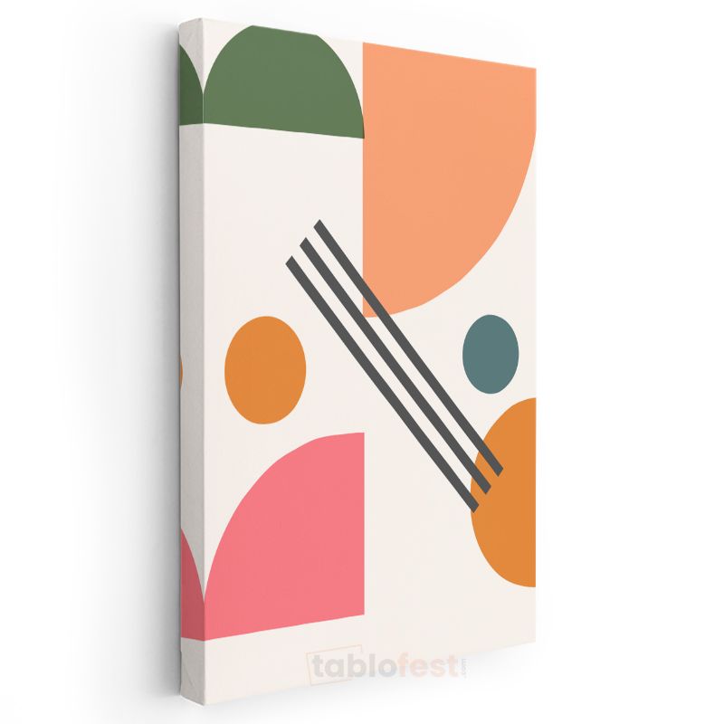 Renkli Diyalog - Minimalist Geometrik Kompozisyon Kanvas Tablo