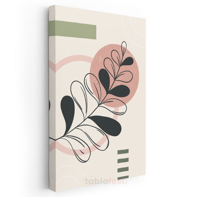 Botanik Harmoni - Minimalist Yaprak Deseni Kanvas Tablo