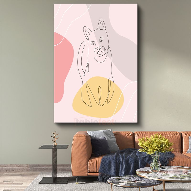 Soyut Kedi - Tek Çizgi Minimalist Hayvan Kanvas Tablo