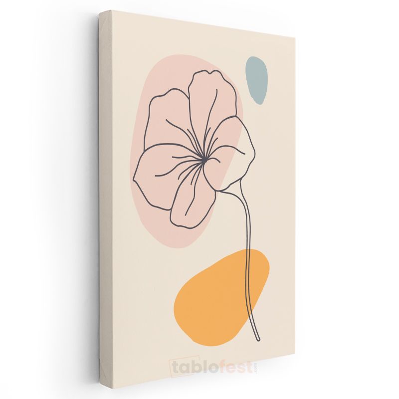 Çiçek Esintisi - Minimalist Botanik İllüstrasyon Kanvas Tablo