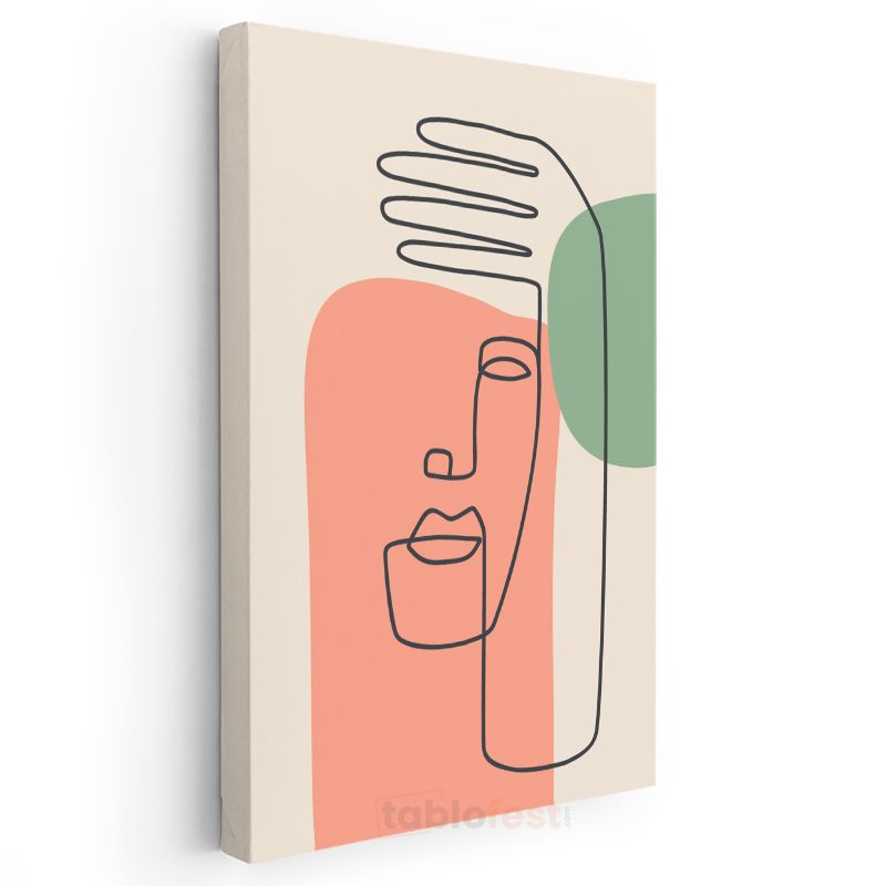 Soyut Portre - Tek Çizgi Minimalist Yüz Kanvas Tablo