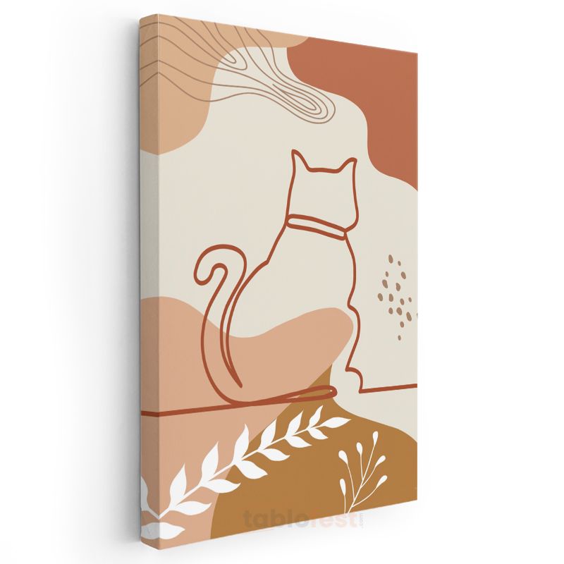 Soyut Kedi - Minimalist Çizgi Sanatı Kanvas Tablo