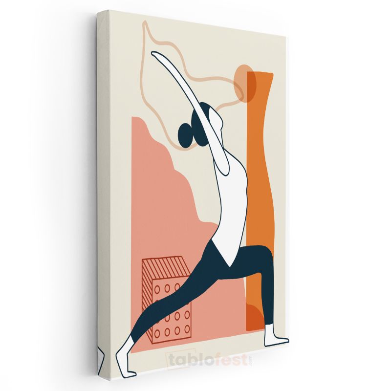 Zarafet Duruşu - Modern Çizgilerle Yoga Pozu Kanvas Tablo