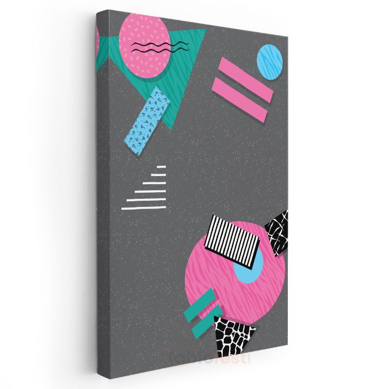 Retro Geometri - Memphis Tarzı Soyut Desen Kanvas Tablo