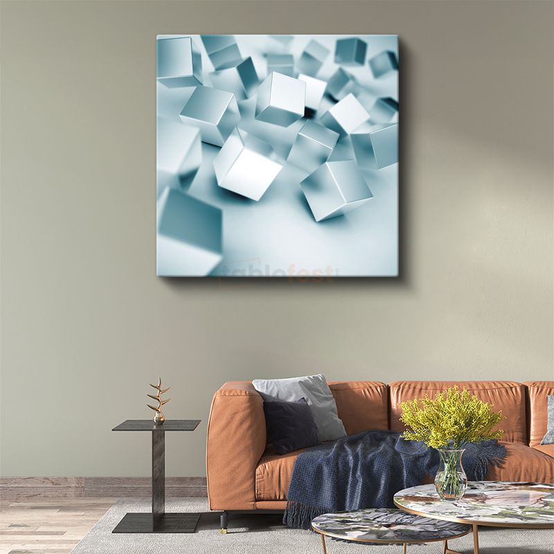 Küp Dünyası - Minimalist Geometrik Kompozisyon Kanvas Tablo