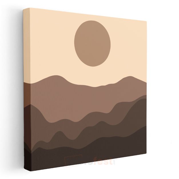 Minimalist Manzara - Sade Çizgilerle Dağ Silueti Kanvas Tablo