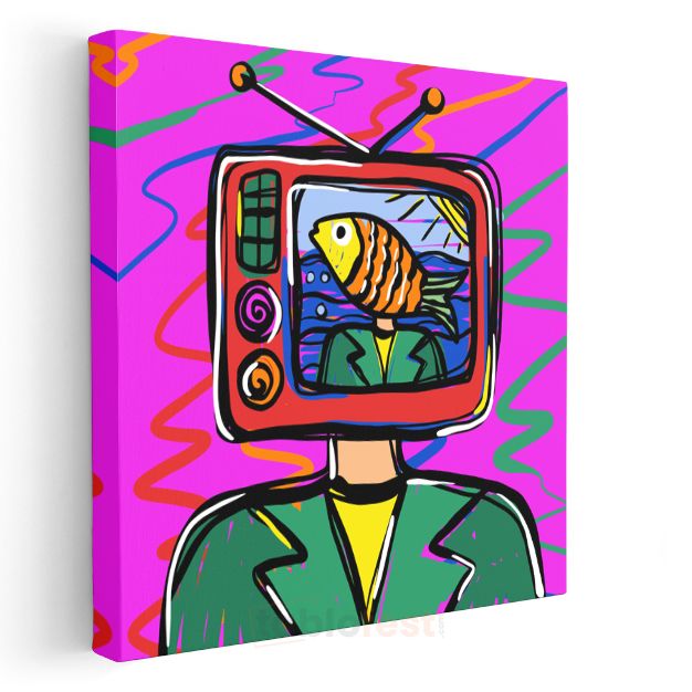 Dijital Kimlik - Pop Art Televizyon Figürü Kanvas Tablo