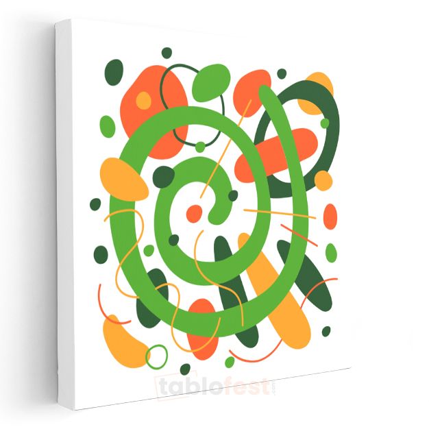 Spiral Enerji - Turuncu Yeşil Harmonisi Kanvas Tablo