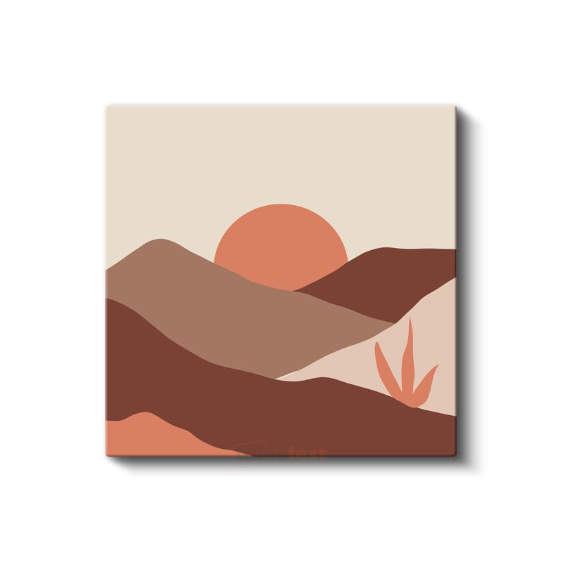 Çöl Günbatımı - Minimalist Dağ Silueti Kanvas Tablo
