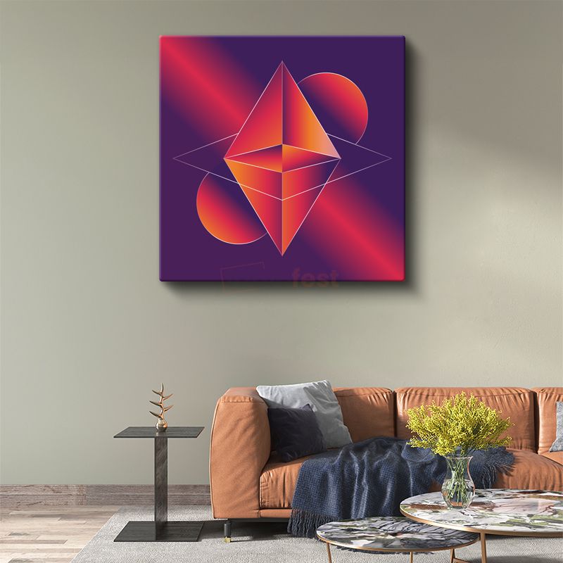 Geometrik Kristal - Futuristik Üçgen ve Daireler Kanvas Tablo