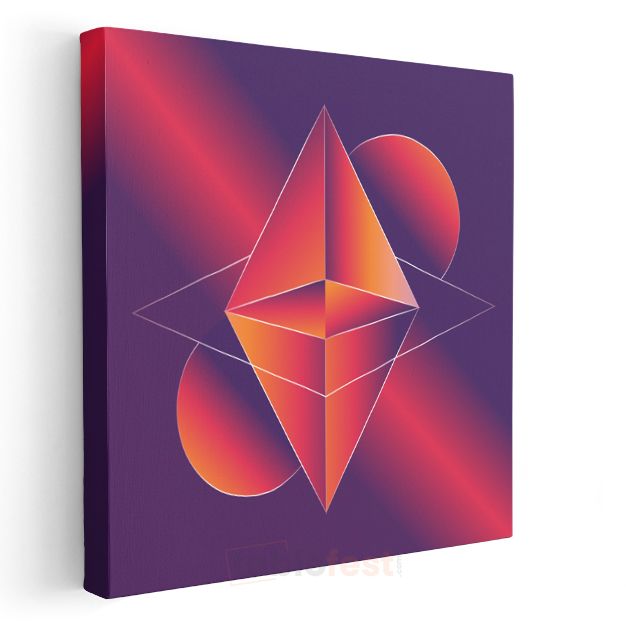 Geometrik Kristal - Futuristik Üçgen ve Daireler Kanvas Tablo
