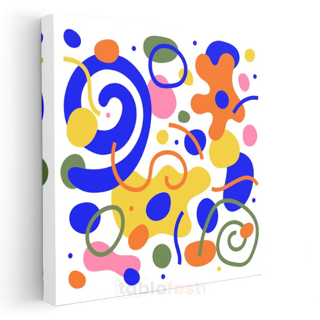 Renkli Spiral Soyut - Neşeli Organik Formlar Kanvas Tablo