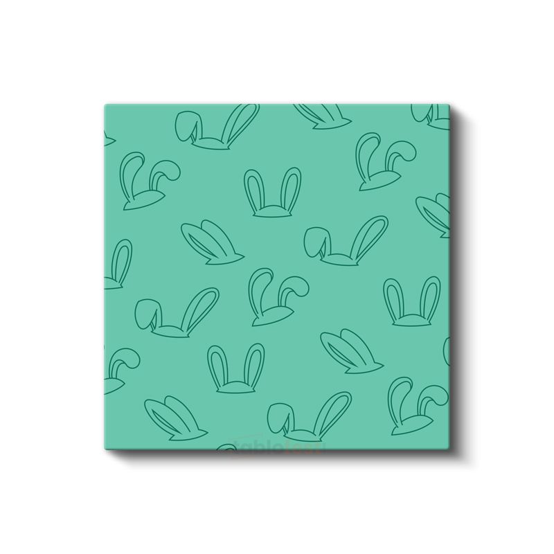Tavşan Kulakları - Minimalist Çizgi Desenli Mint Yeşili Kanvas Tablo