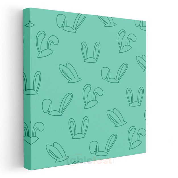 Tavşan Kulakları - Minimalist Çizgi Desenli Mint Yeşili Kanvas Tablo