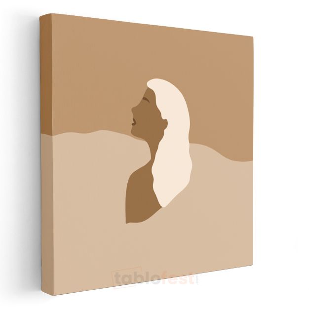 Minimalist Silüet - Toprak Tonlarında Soyut Profil Kanvas Tablo