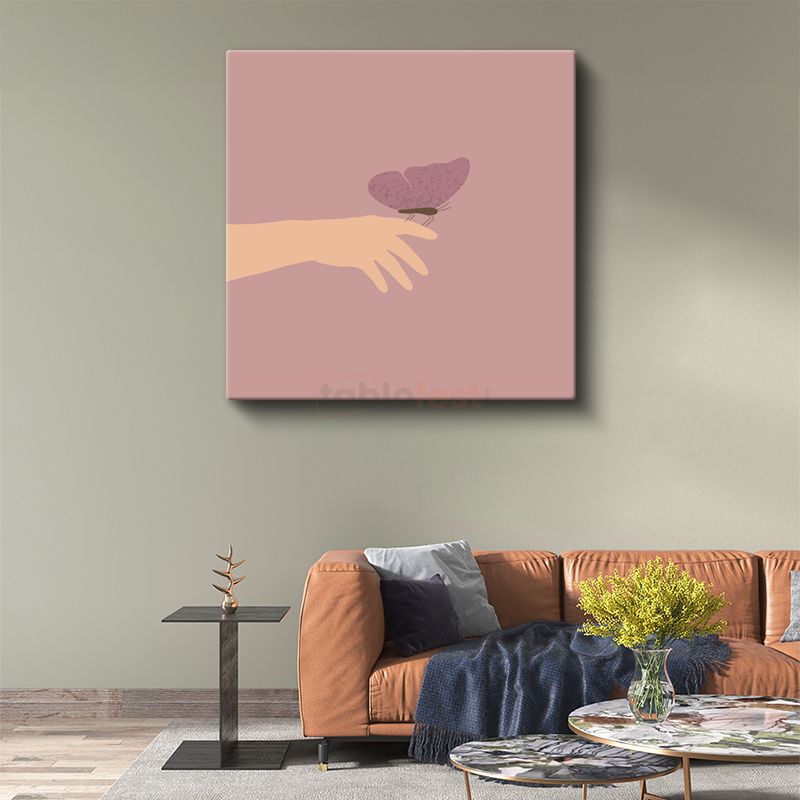 Nazik Dokunuş - Minimalist Kelebek İllüstrasyonu Kanvas Tablo
