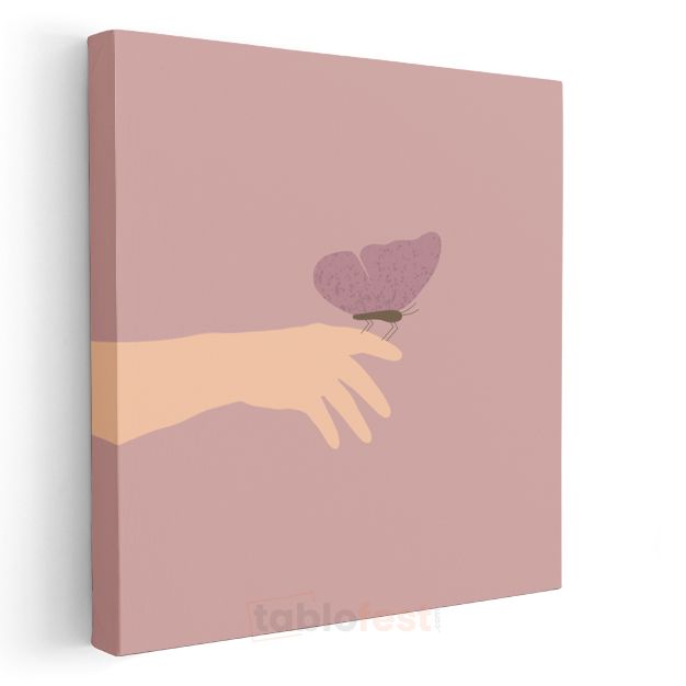 Nazik Dokunuş - Minimalist Kelebek İllüstrasyonu Kanvas Tablo