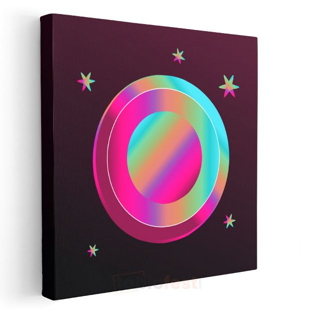 Kozmik Daireler - Holografik Renk Geçişli Geometrik Kanvas Tablo