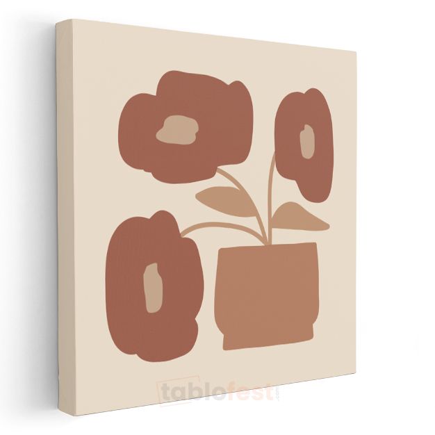 Soyut Botanik - Minimalist Çiçek Formu Kanvas Tablo
