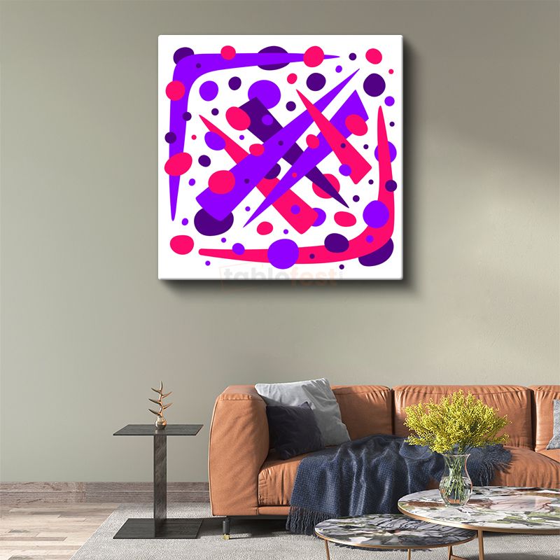 Geometrik Enerji - Mor ve Pembe Keskin Çizgiler Kanvas Tablo