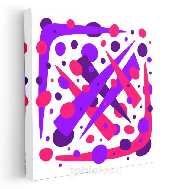 Geometrik Enerji - Mor ve Pembe Keskin Çizgiler Kanvas Tablo