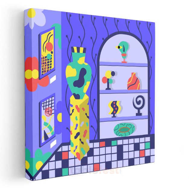 Modern İç Mekan - Renkli Pop-Art Kompozisyonu Kanvas Tablo